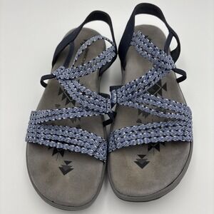 Skechers Women's Sandals 8M Elastic Bungee Cord Hiking Blue Cushion Sole